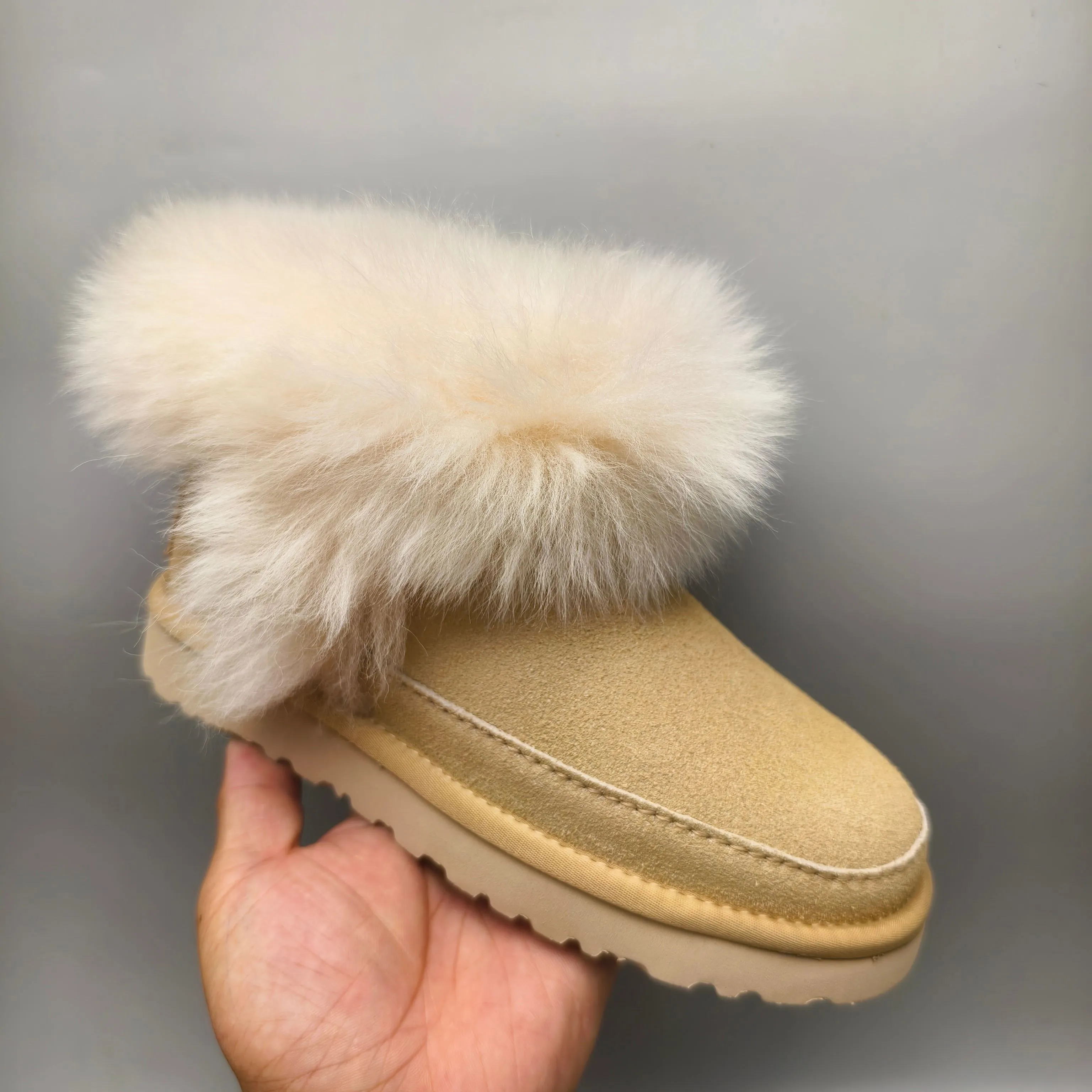 💰560 UGG sheepskin all-in-one snow boots 3832 fur fashion shoes color: maroon light blue sand matching size: 35-41